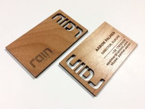 Laser cut wood business cards
