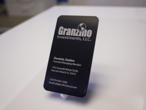 Black aluminum business card