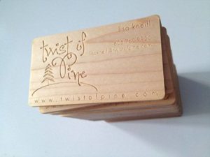 Pine wood business card
