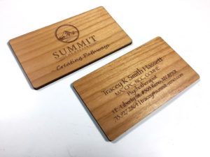Laser engraved alder wood card