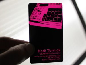 Black card with hot pink text