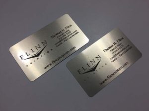 Metal business cards engraved to silver