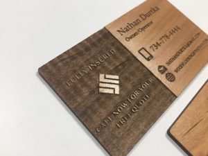Alder business card with extra engraving