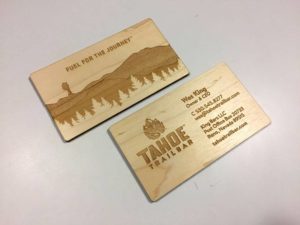 Wood business cards in maple