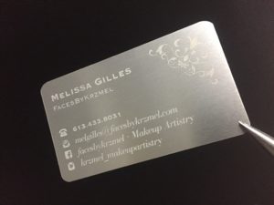 Silver on silver metal business cards