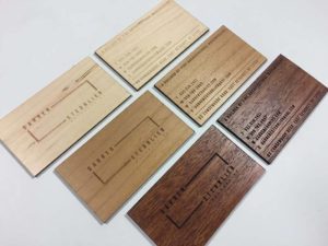maple, alder and mahogany wood cards