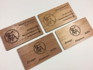 Wood business cards that are laser engraved