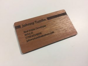 Mahogany engraved business card