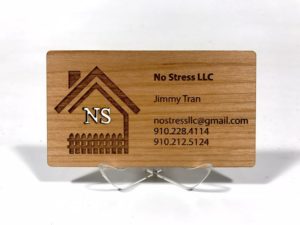 Business cards made out of wood